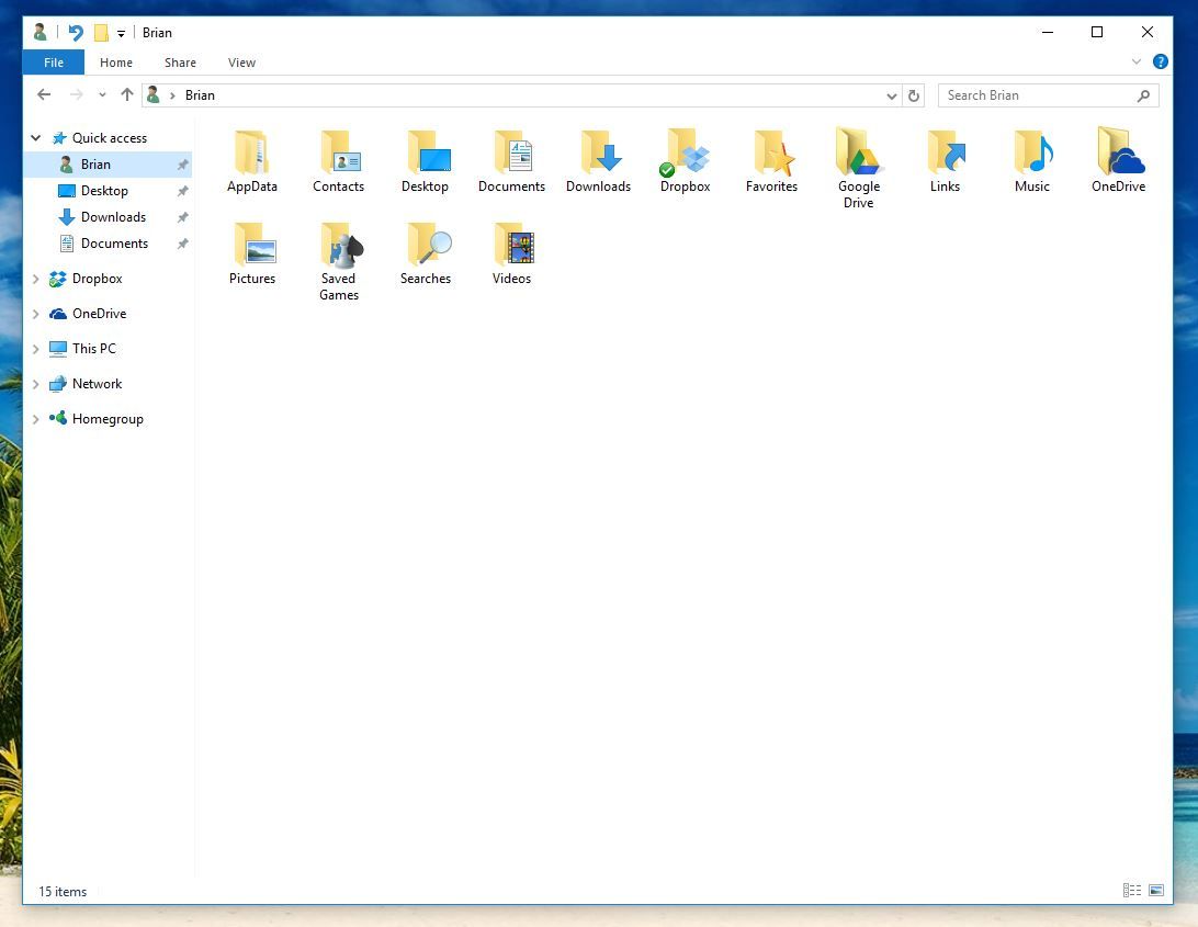 Убрать DropBox и OneDrive из области навигации Windows 10