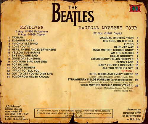 BEATLES - Revolver/ Magical Mystery Tour + 3 Bonus Tracks (original Yellow-black Parlophone Sleeve On Disc)