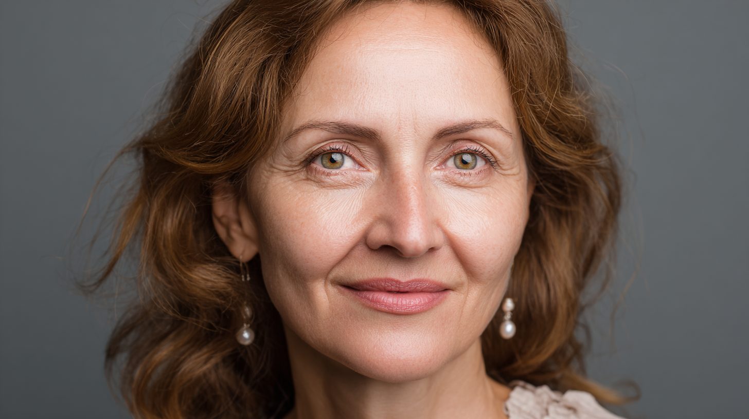 Наталья Родионова — студийный портрет психолога средних лет с теплой улыбкой и профессиональным взглядом