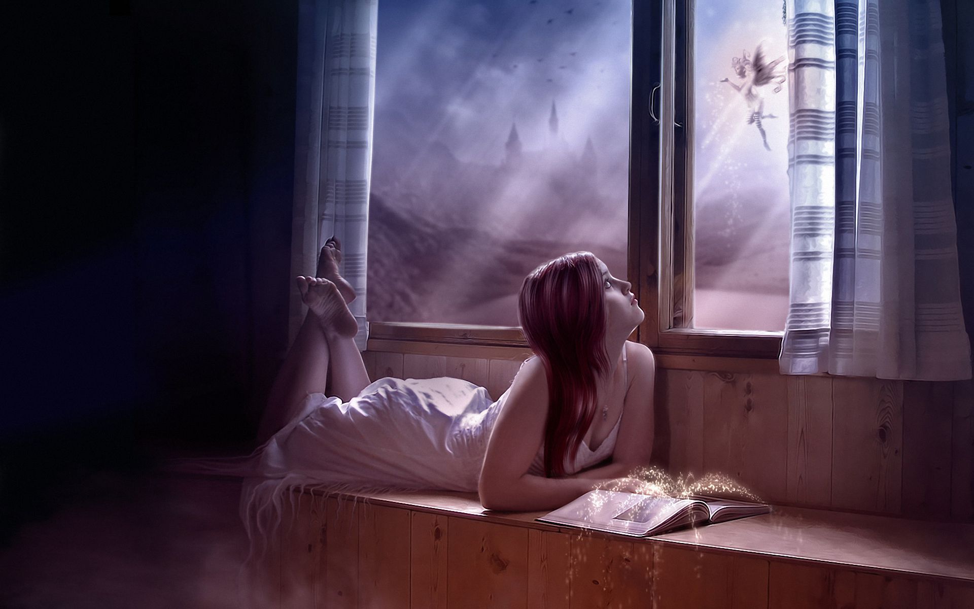 Грустная девушка у окна