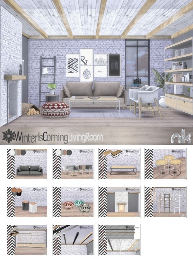 Гостиная Nikadema Wic Living Room By Nikadema Мебель для Sims 4