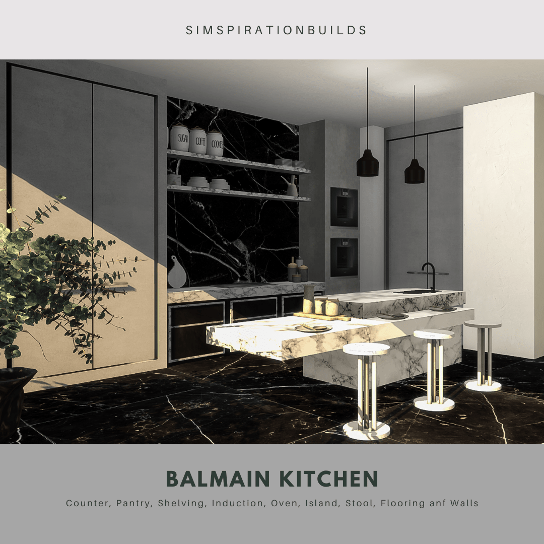 Кухня Balmain Kitchen от SimspirationBuilds для Симс 4