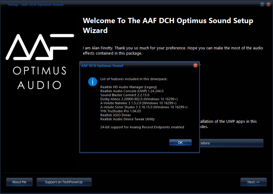 Audio driver for dch. AAF Optimus Driver.
