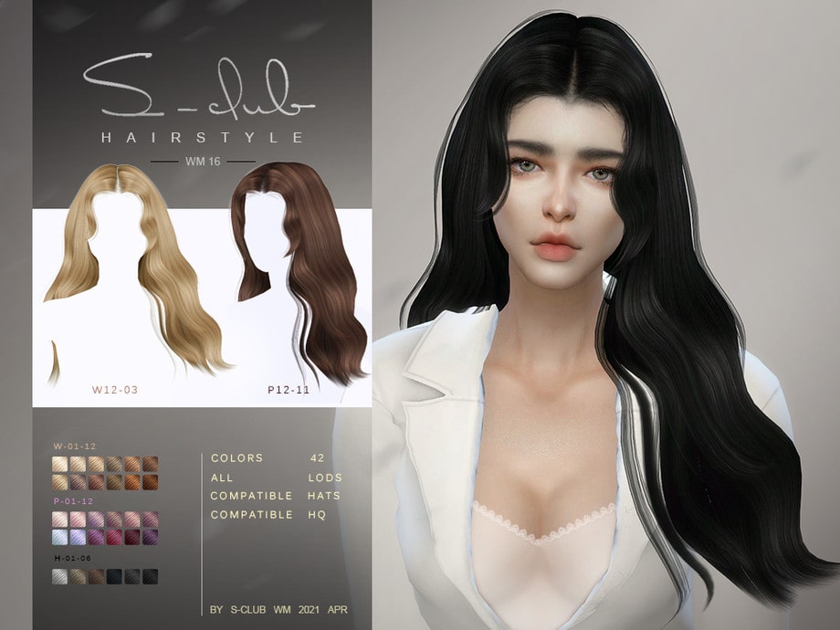 Прическа  WM Hair 202116 от  S-Club  для Симс 4