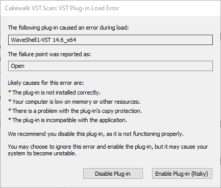 WaveShell 1-VST 14.6 error.png