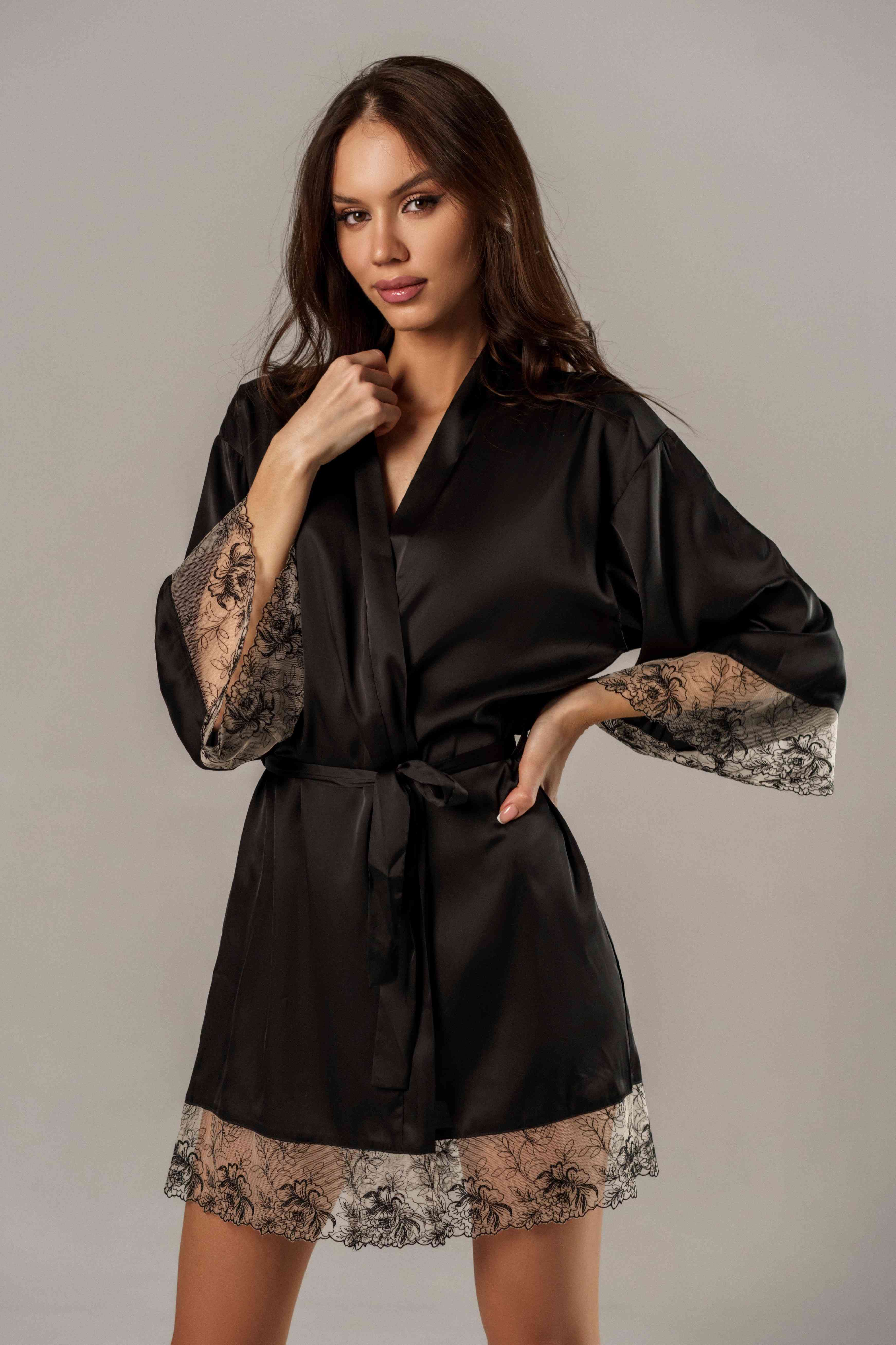 Купить Черный Шелковый Халат Женский