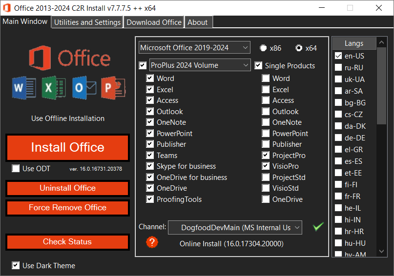Office 2013-2024 C2R Install + Install Lite 7.7.7.7 (x86/x64) Df7085b3f6d5bfe748bdb727ea36fdf8