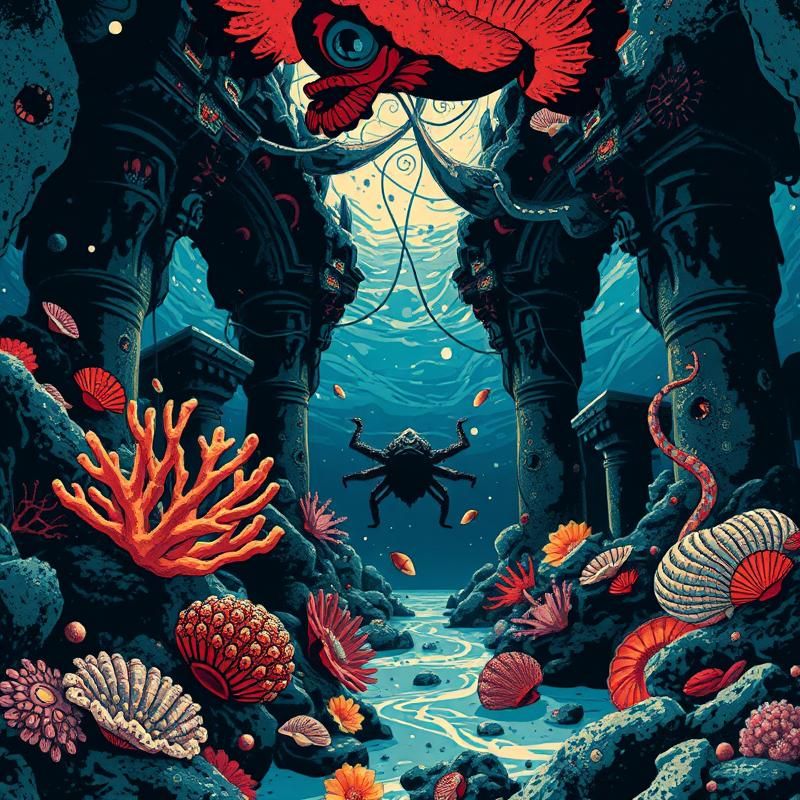 lithograph style AI art