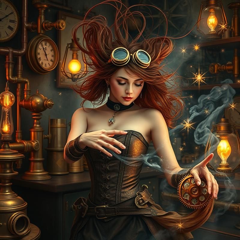 steampunk style AI art