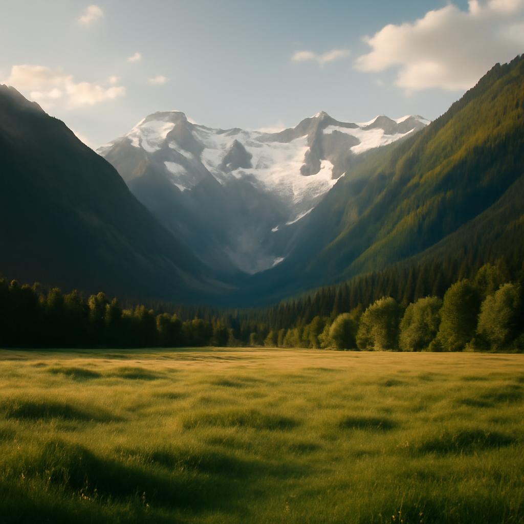 Панорамный вид на Софийскую поляну в Архызе с подножия