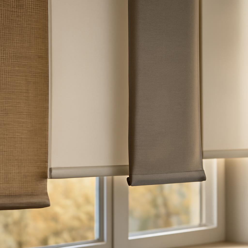 Различные типы рулонных штор на окне