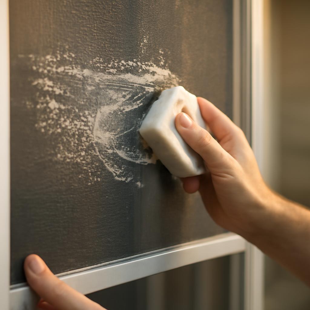 Чистка москитной сетки с рамным креплением