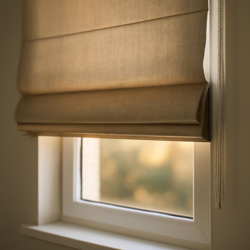 Римские шторы, установленные без сверления на пластиковом окне