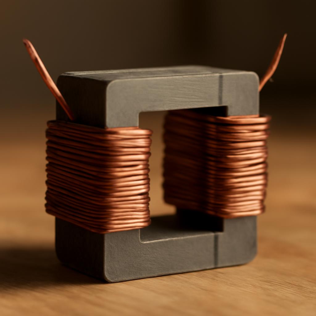 Схема каркасного трансформатора с обмотками на сердечнике