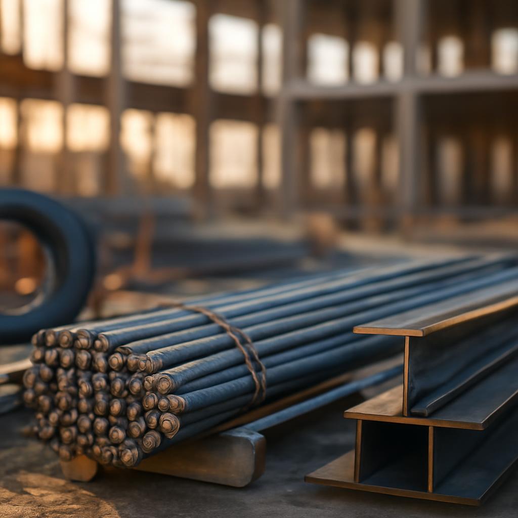 Строительная площадка с использованием металлопродукции из металлобазы