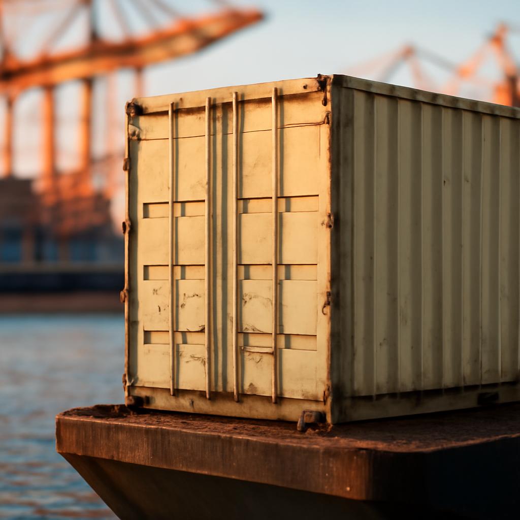 Контейнер с грузом на судне в порту Владивостока