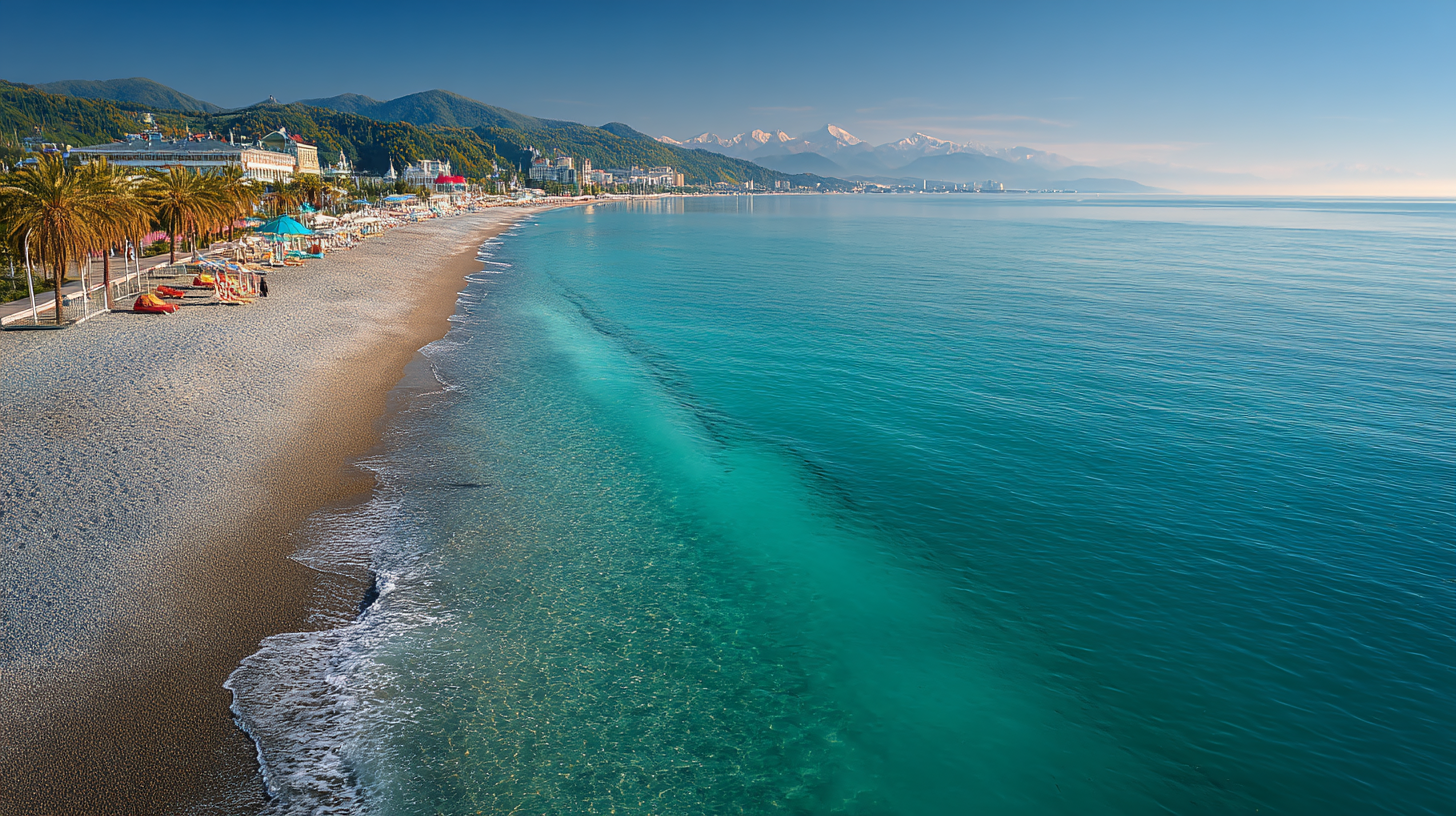 Пляж с чистым морем в Сочи
