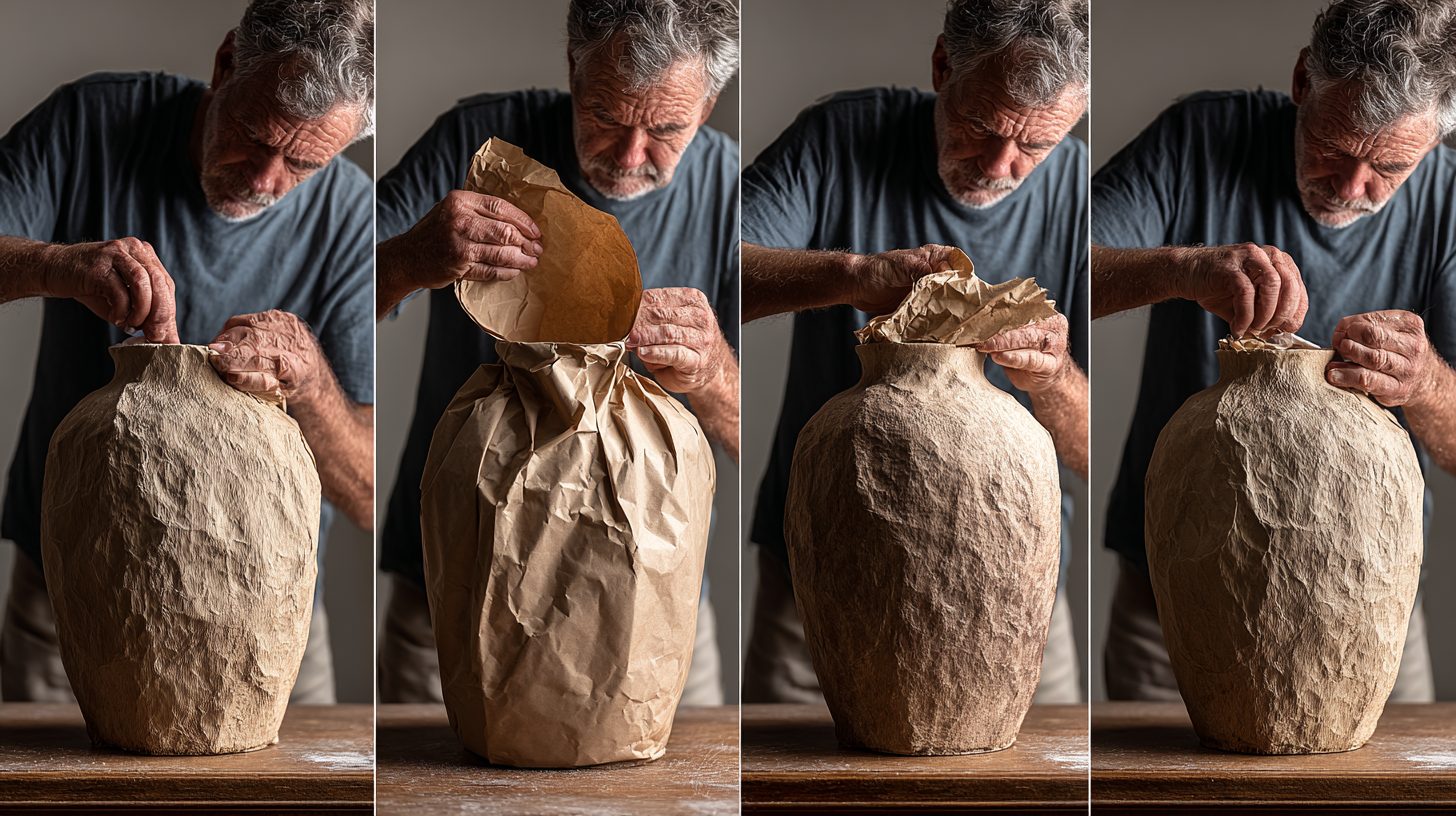 Пошаговая упаковка вазы сотовой крафт-бумагой