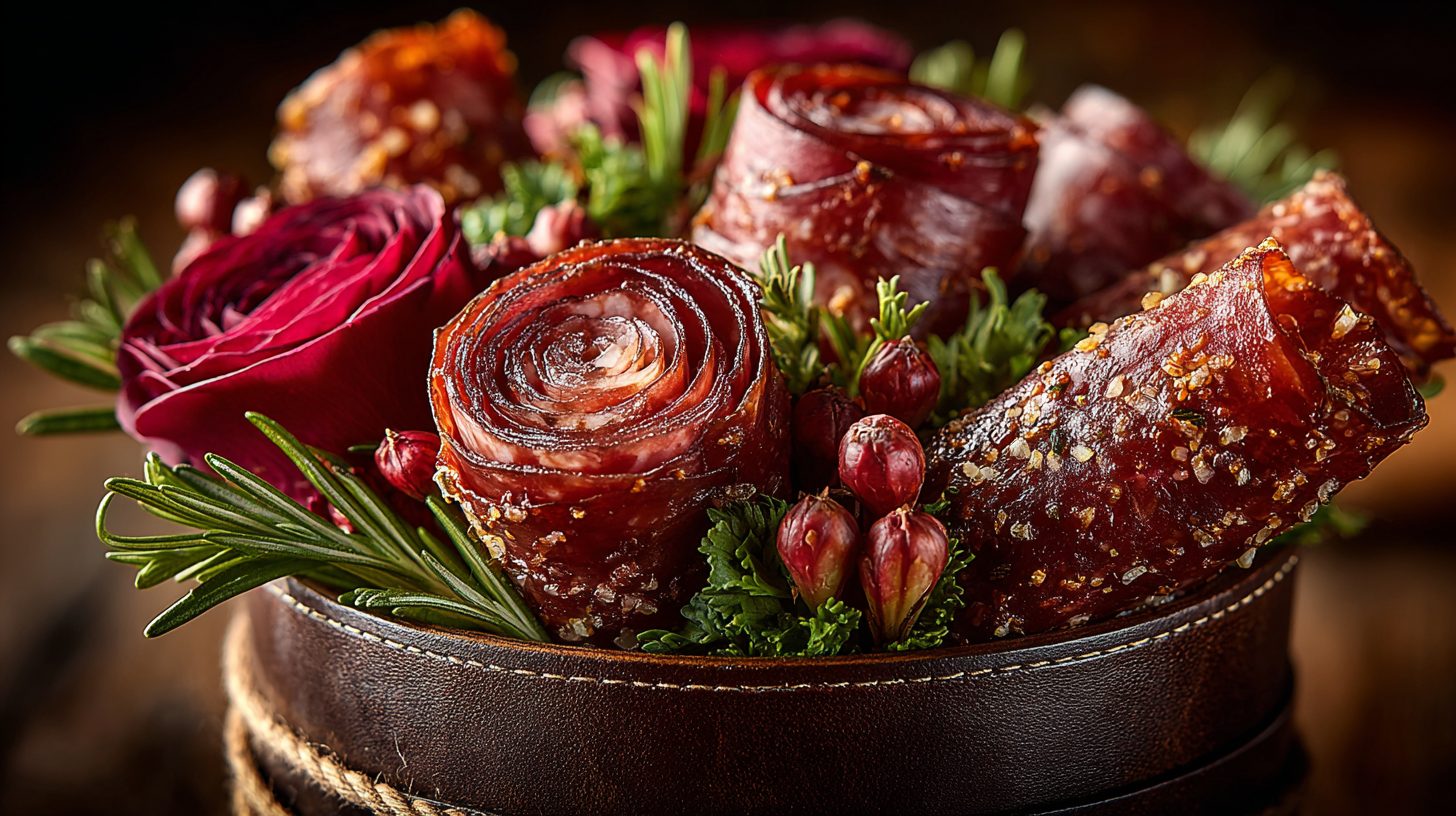 Съедобный букет из мясных деликатесов для мужчины