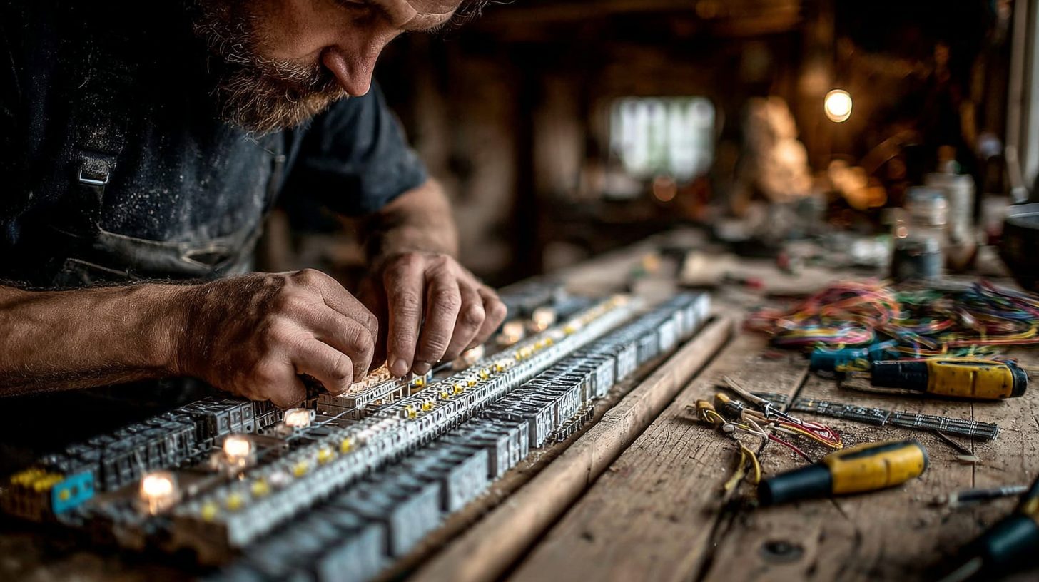 Процесс монтажа DIN-клеммных блоков в гаражном щите