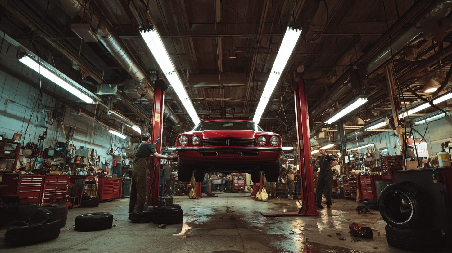 Сервисный центр с подъемником для автомобилей