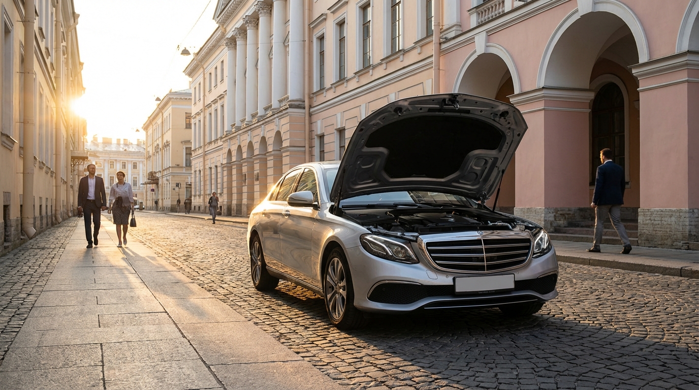 Европейский автомобиль на улице Санкт-Петербурга после оценки для выкупа