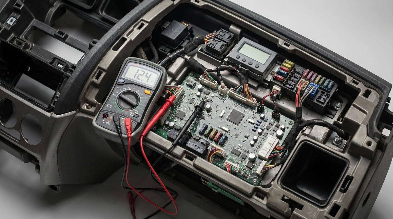 Измерение напряжения в цепи приборной панели с помощью мультиметра