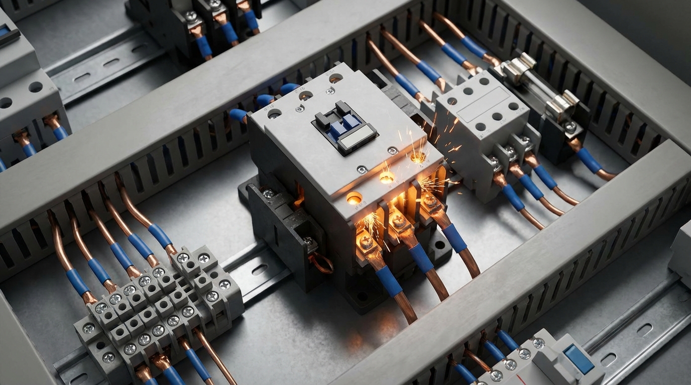 Диаграмма работы контактора в трехфазной схеме