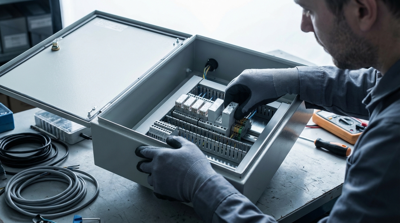 Процесс монтажа модулей в слаботочном щите