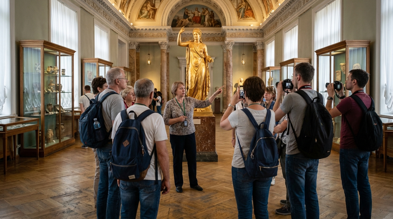 Группа на экскурсии в музее Санкт-Петербурга