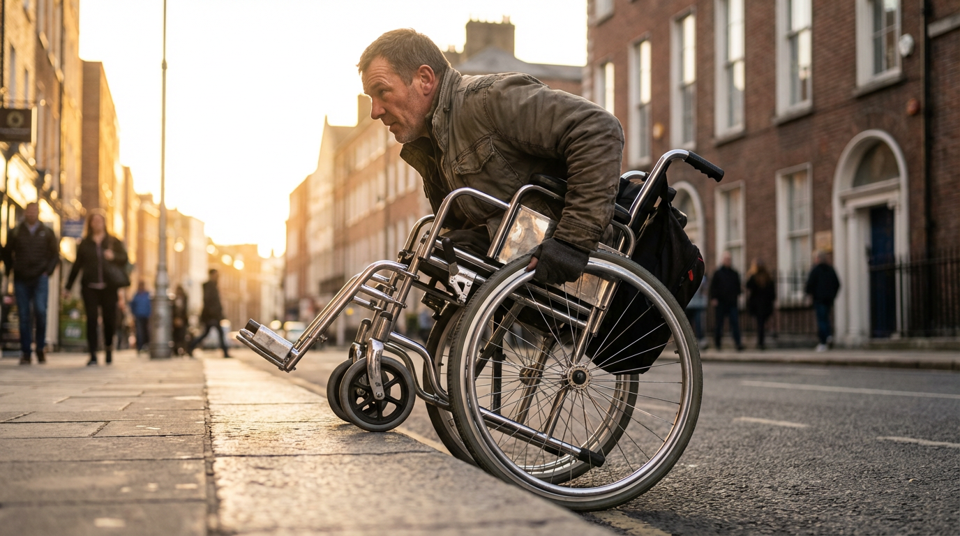 Преодоление бордюра на инвалидной коляске