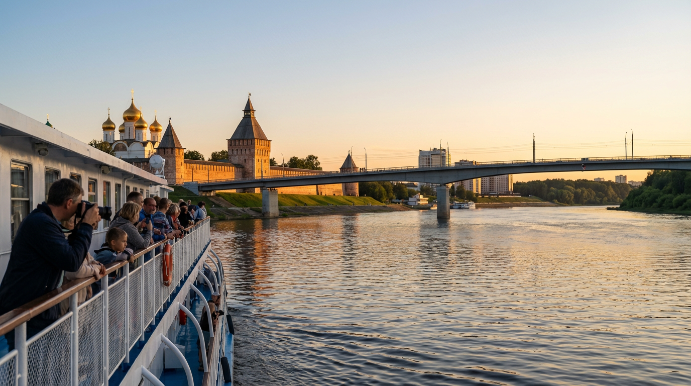 Вид на Ярославль с Волги во время речного круиза