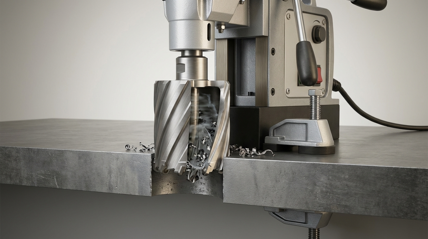 Схема режимов резания для корончатого сверла на магнитном станке