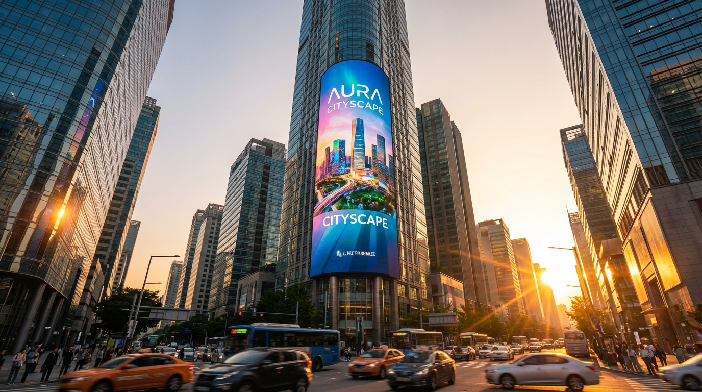 Пример сити-формата наружной рекламы в городской среде