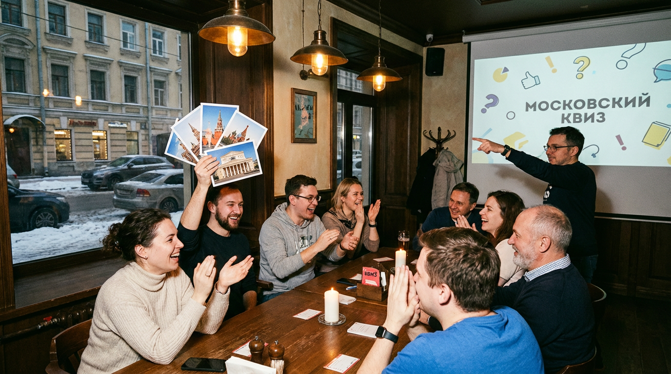 Примеры тематических квизов в московских пабах с вопросами и атрибутикой