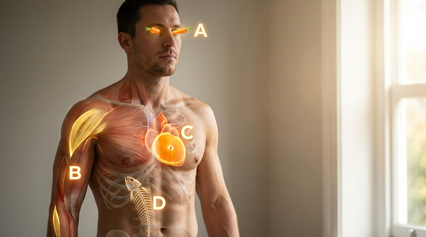 Иллюстрация роли витаминов в организме человека