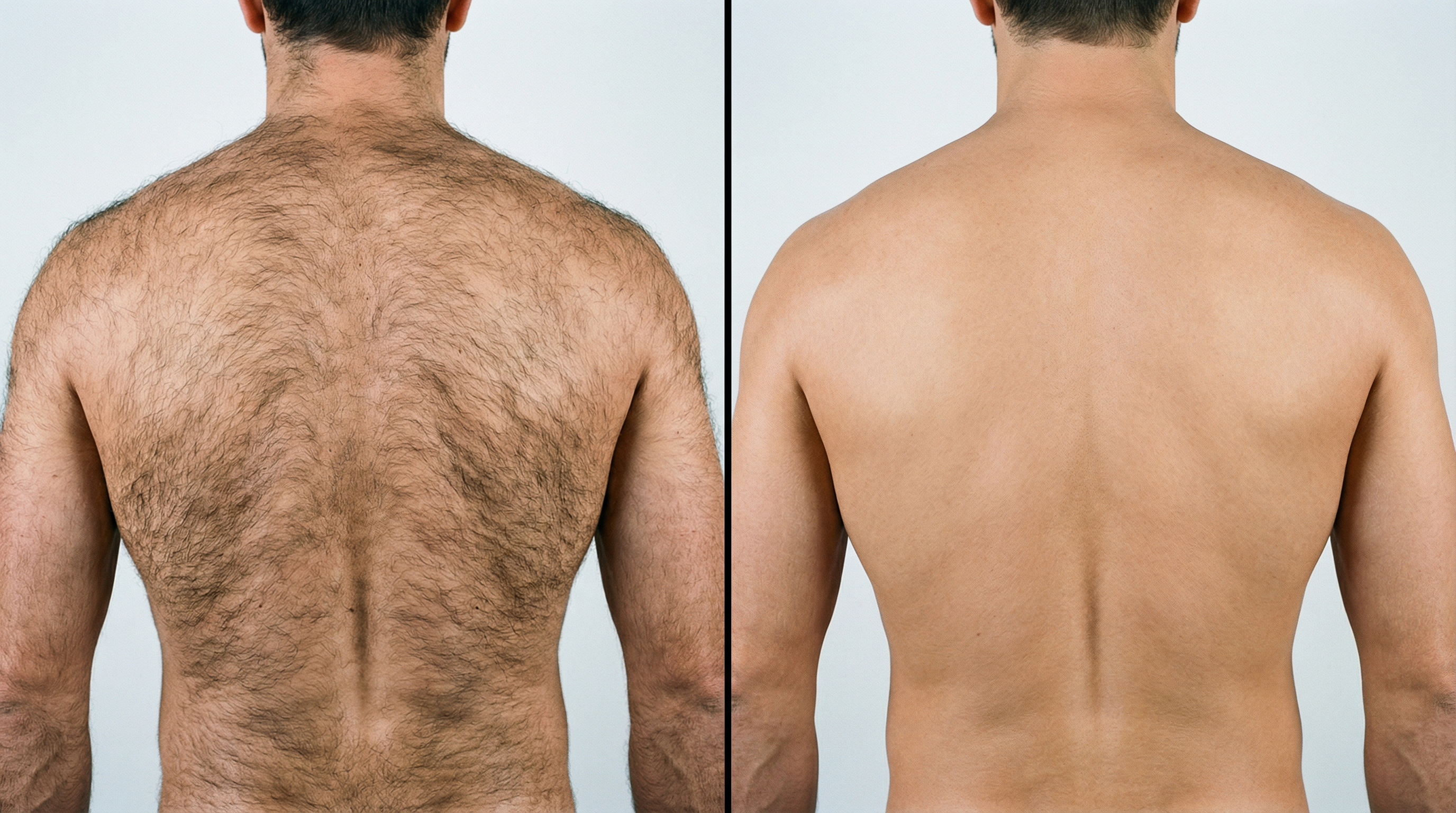 результат лазерной эпиляции спины у мужчин — до и после курса процедур