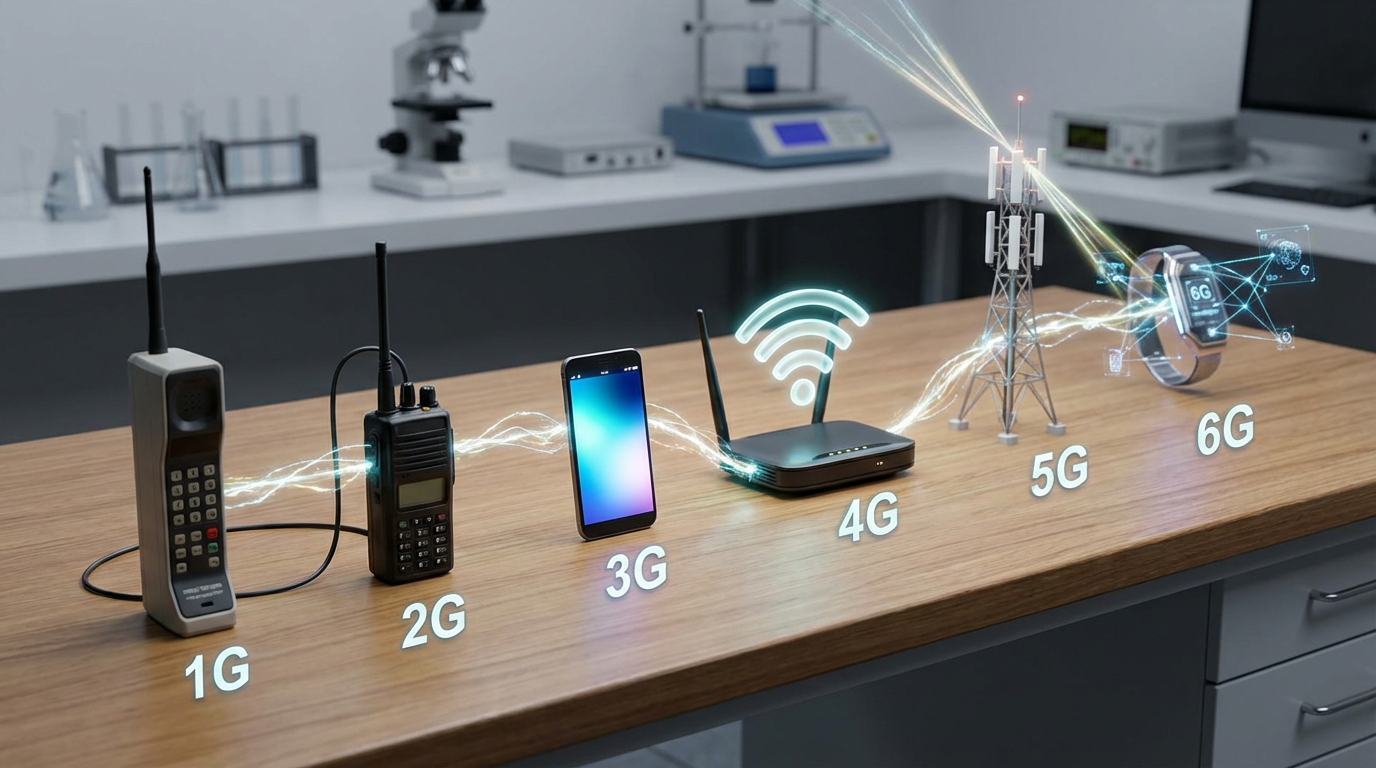 Схема эволюции сетей связи от 1G до 6G