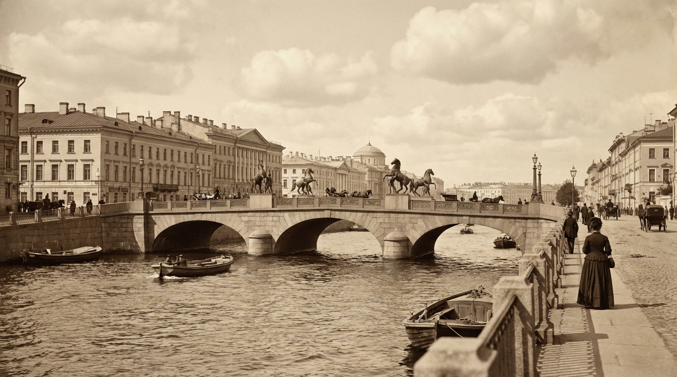 Историческое фото Аничкова моста XIX века