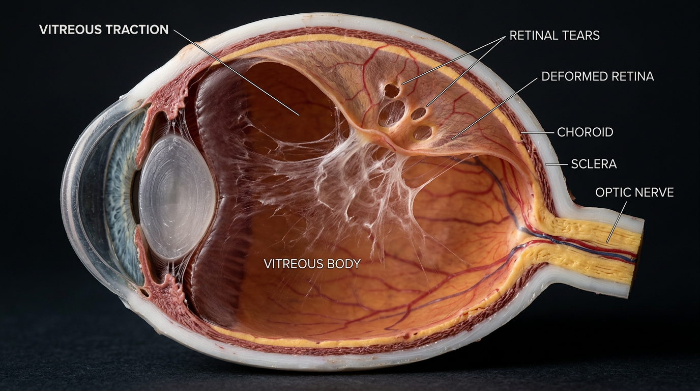 Анатомическая схема витреоретинального тракционного синдрома
