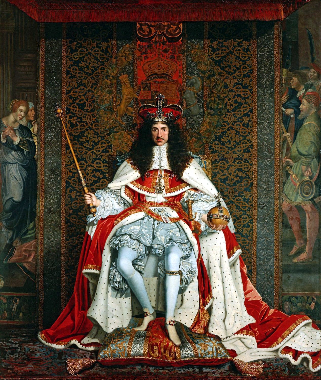 1 Charles II of England in Coronation robesCharles_II_by_John_Michael_Wright_modified.jpg