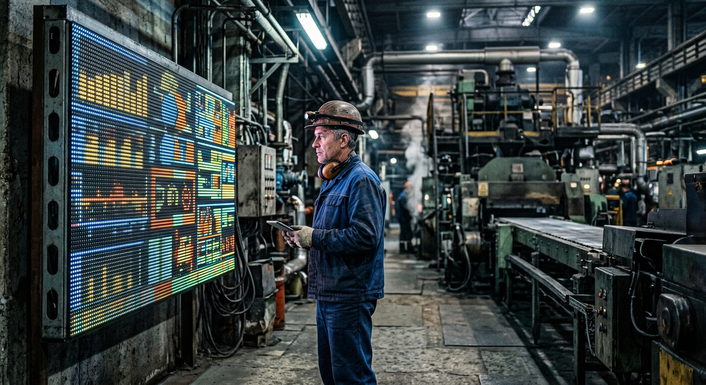 Интеграция систем управления на умном заводе: где применяются дисплейные модули, индикаторы - LED растровые для мониторинга процессов