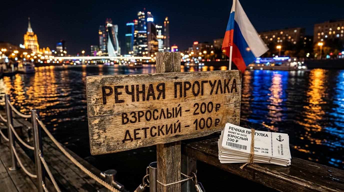 Ценник билетов на речную прогулку с видами на городские огни