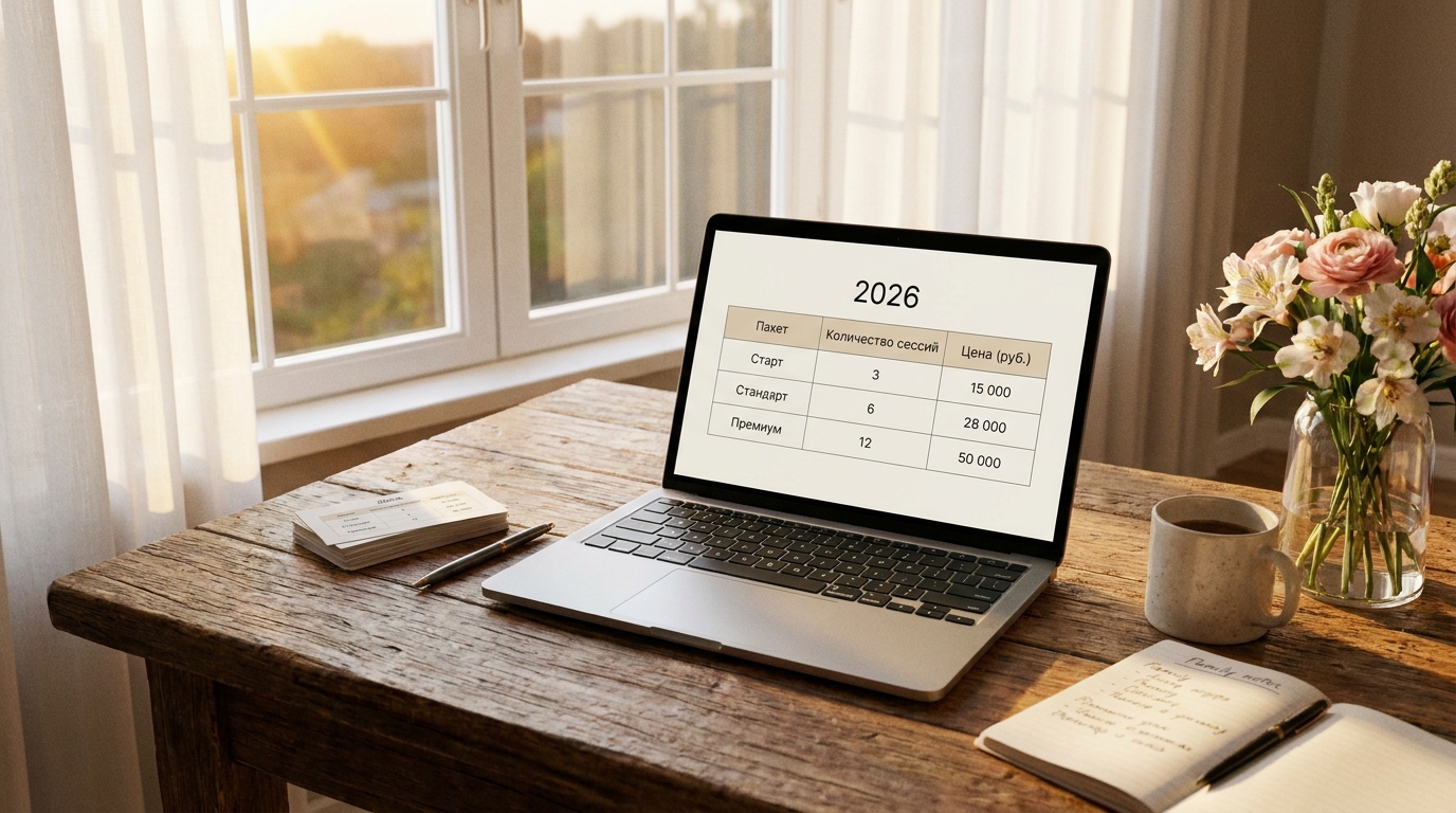 Таблица пакетов онлайн-консультаций семейного психолога с ценами 2026 года