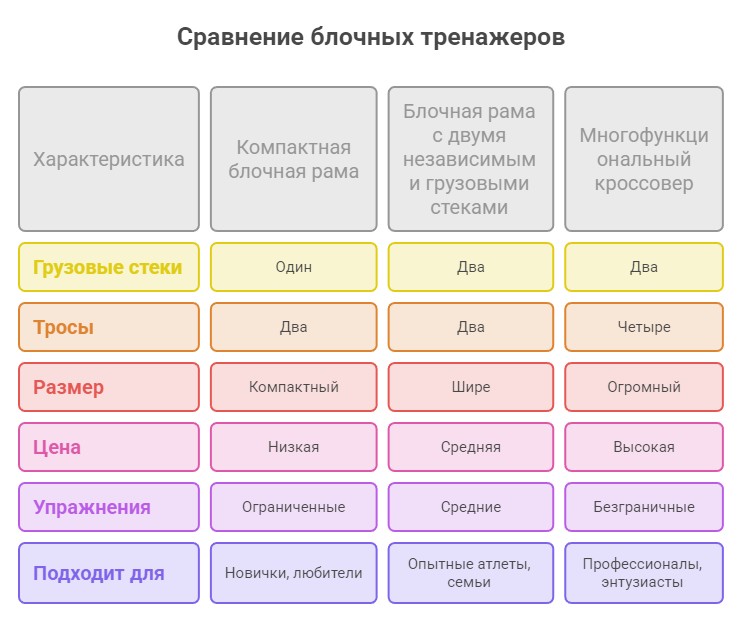 Сравнение блочных тренажеров - инфографика